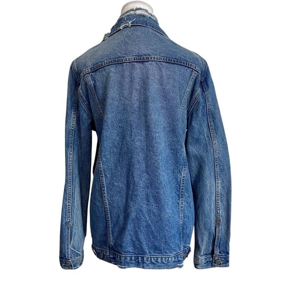 NWOT GRLFRND DARIA MEDIUM DENIM OVERSIZED DISTRESSED JEANS JACKET - M - Picture 3 of 13